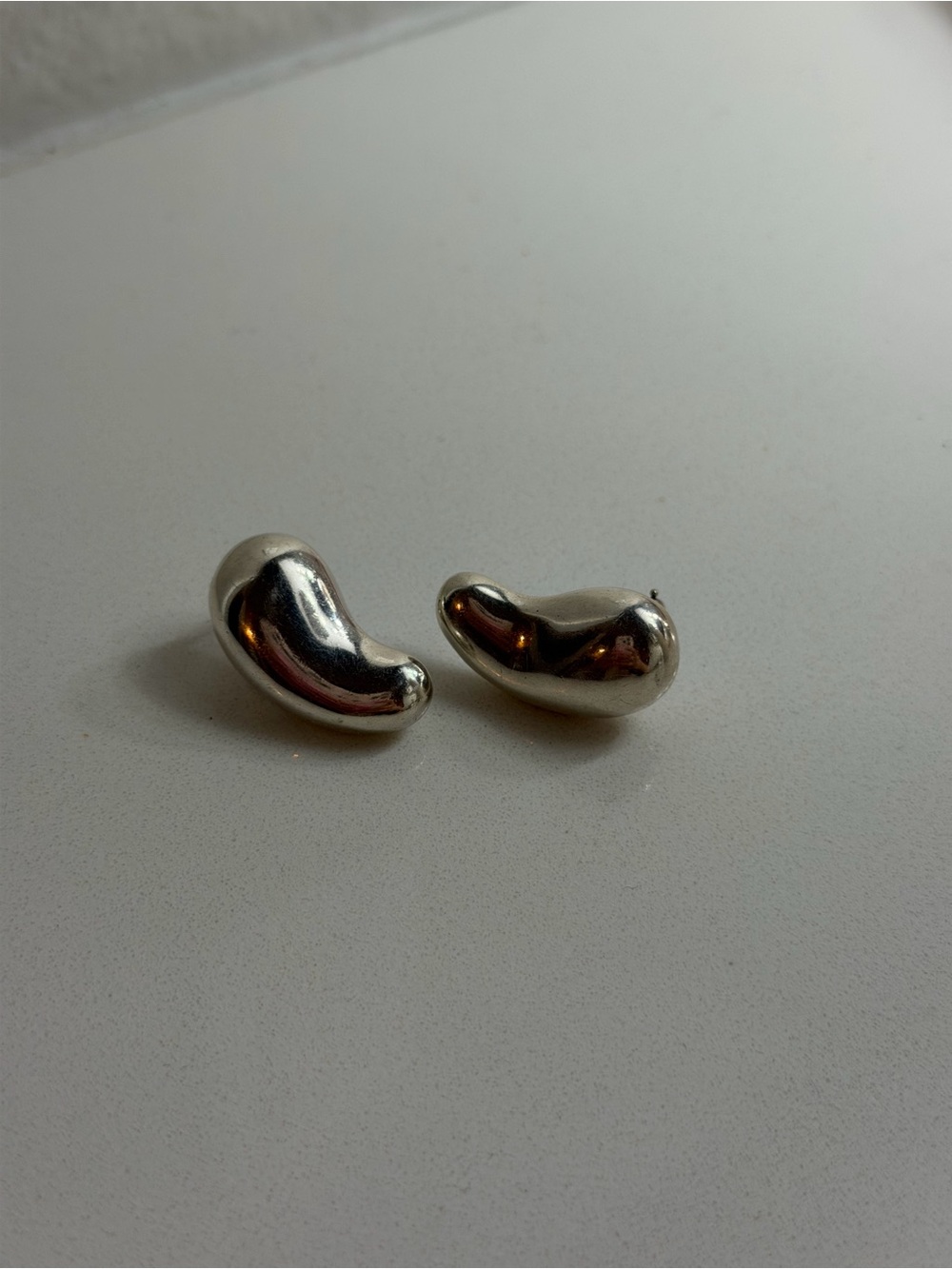 Tiffany & Co. sterling silver bean design clip-on earrings